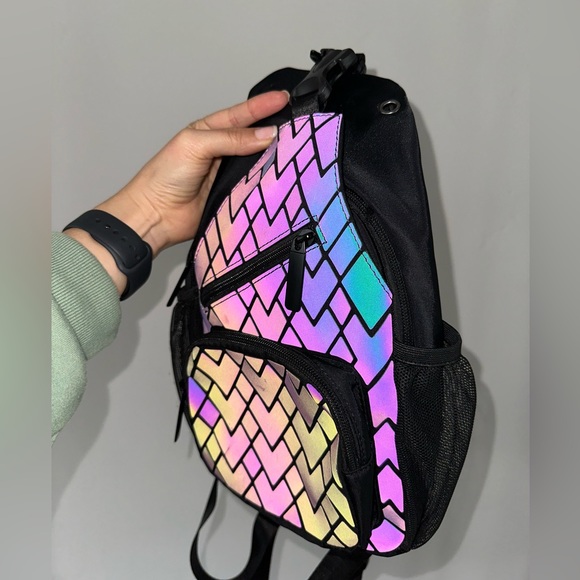 Small Reflective Backpack - Perfect for Raves and Festivals - Picture 3 of 9